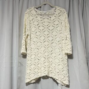 J. Jill Cream Lace Tunic Top Size XL Petite